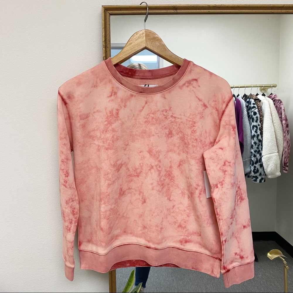 Vigoss Women’s Pink Tie Dye Crewneck Light Weight Sweatshirt Size Medium New - Picture 2 of 5